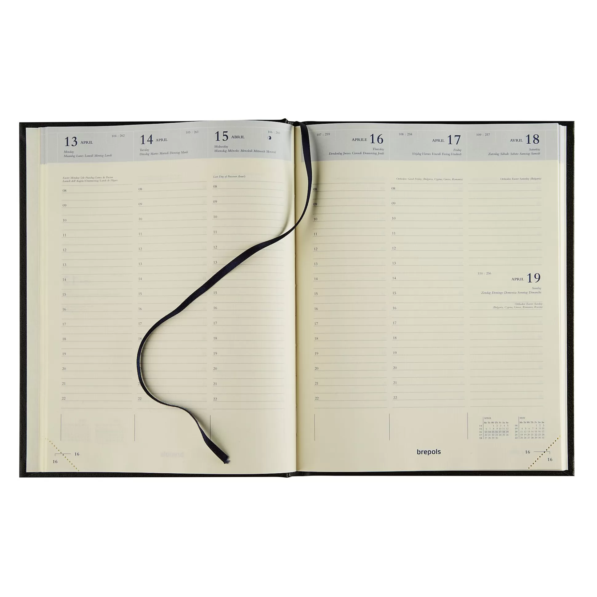 BREPOLS Agenda's-Agenda 17,1X22Cm 1 Week Op 2 Pagina's 6 Talen Timing Lima Zwart