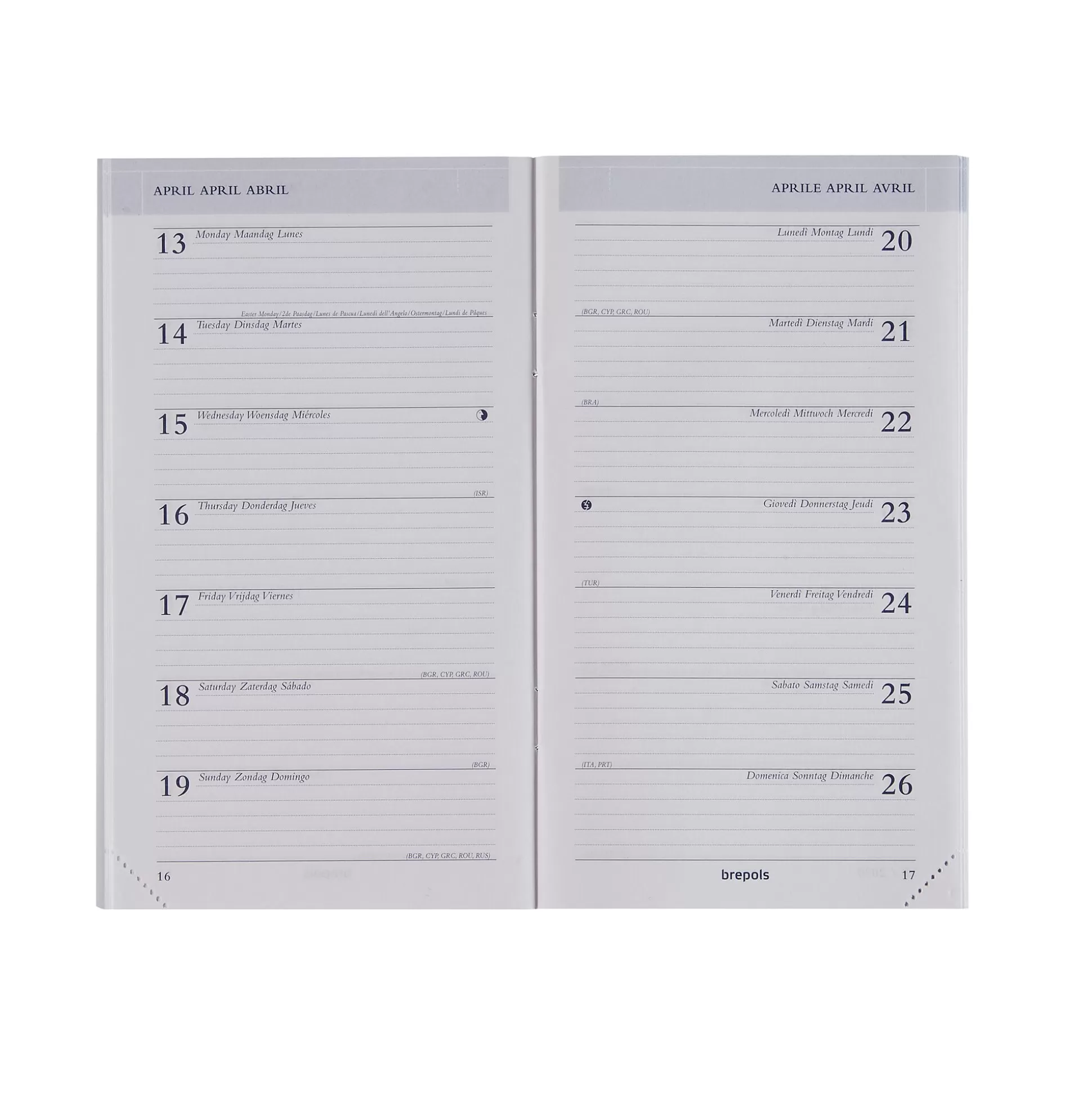 BREPOLS Agenda's-Agenda 9,2X16Cm 1 Week Per Pagina 6 Talen Breplan Seta