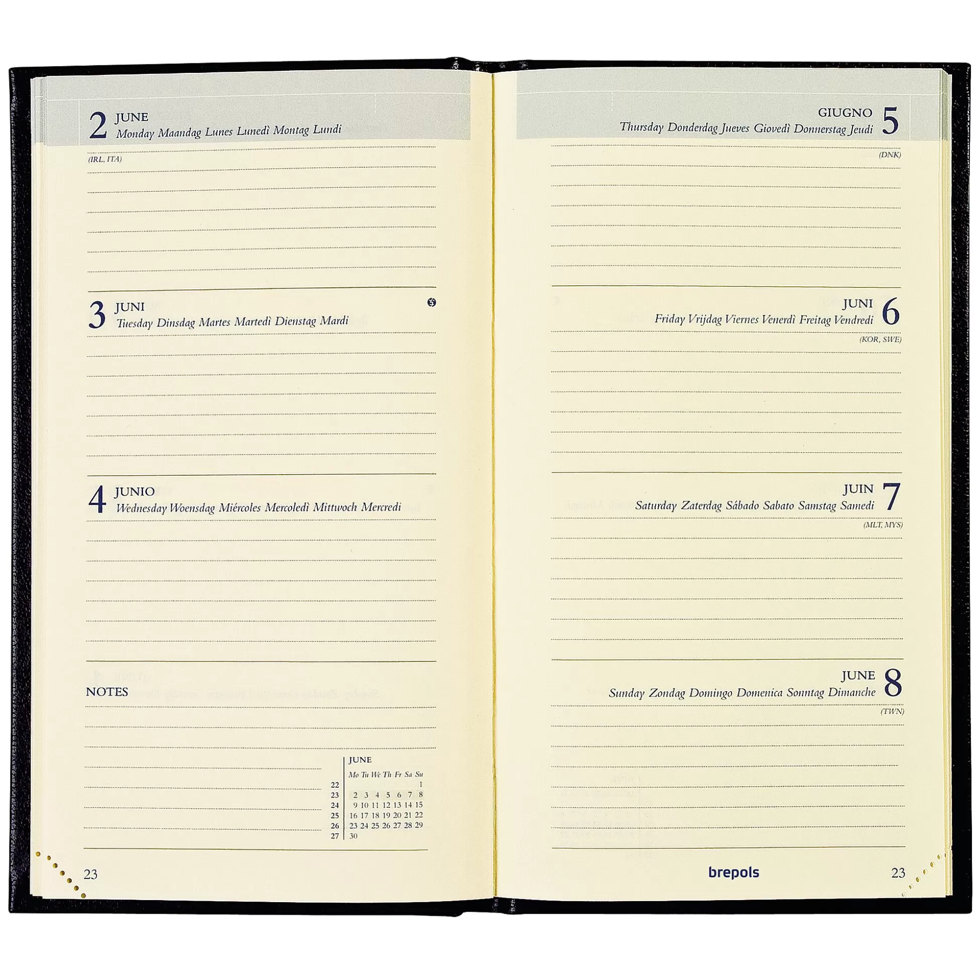 BREPOLS Agenda's-Agenda 9X16Cm 1 Week Op 2 Pagina's 6 Talen Interplan Lima Blauw