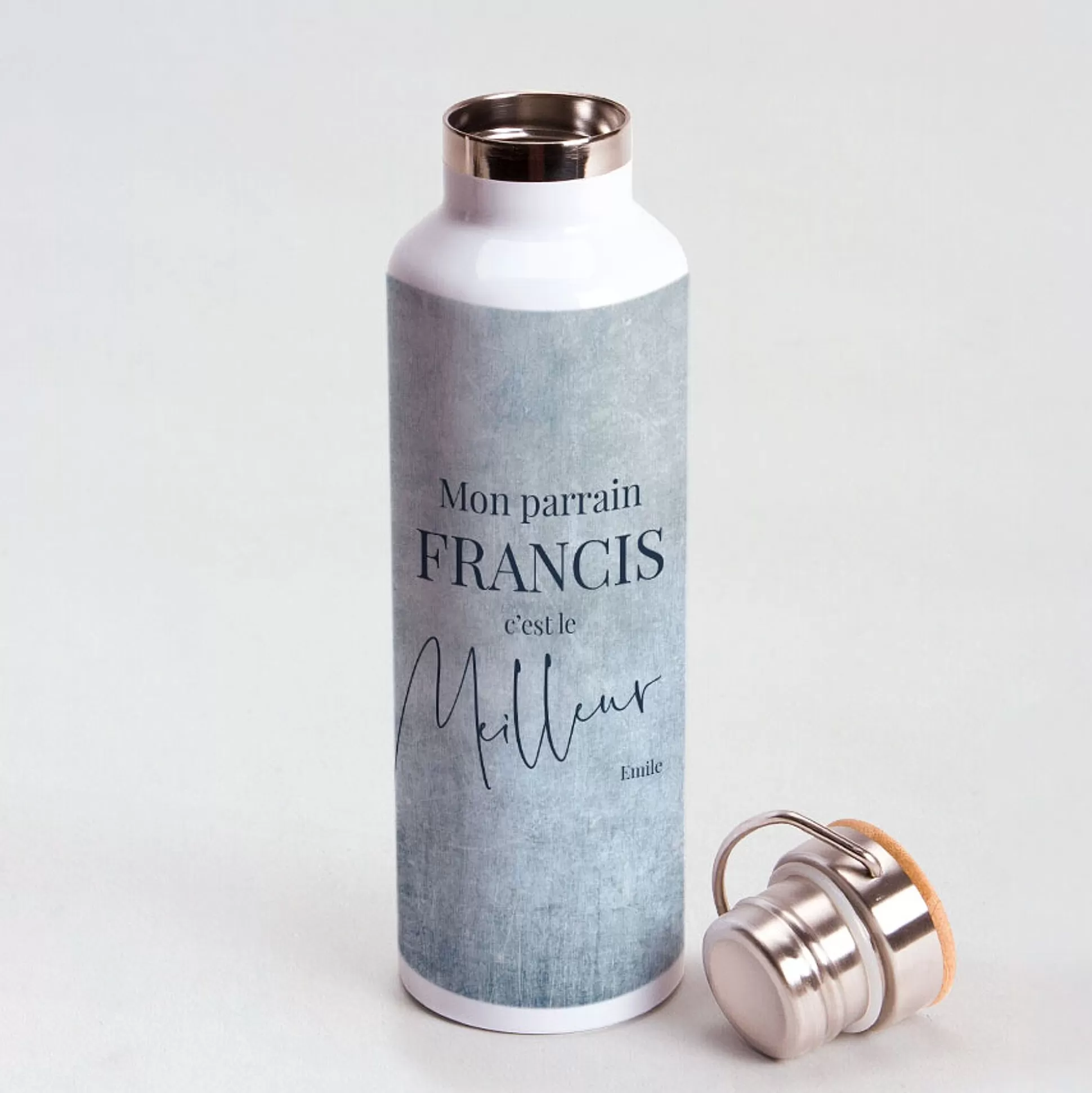 MIJN ONTWERP Drinkflessen-Bouteille Isotherme Bleue Avec Texte Personnalis