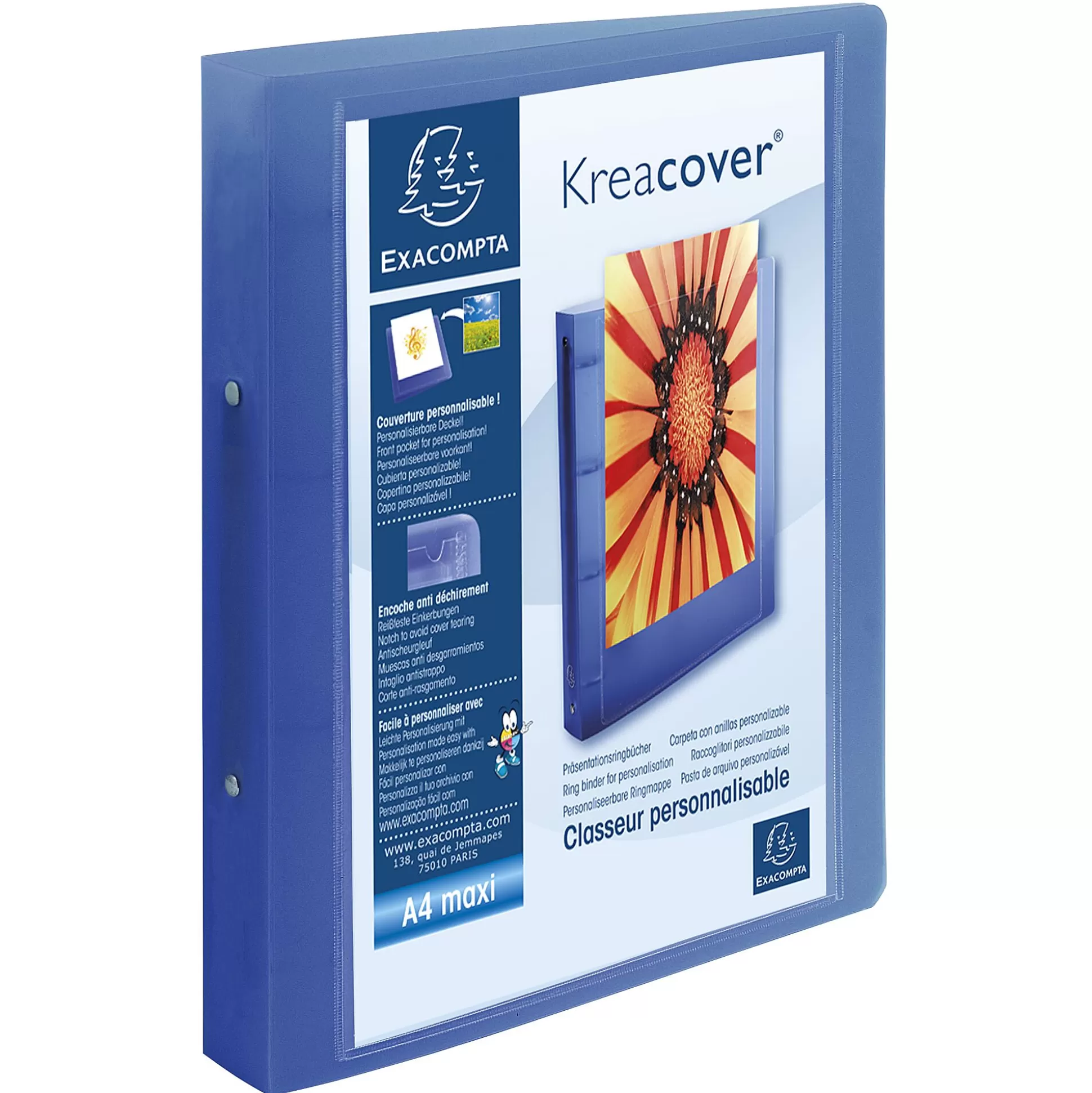 EXACOMPTA Mappen & Hoezen-Kreacover Ringmap Pp A4 Rug 4Cm 2 Ringen 1 Van 4 Kleuren