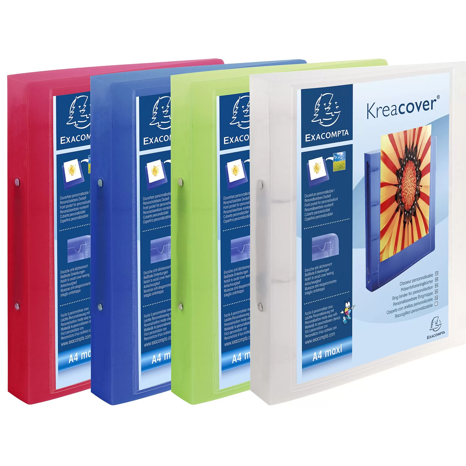 EXACOMPTA Mappen & Hoezen-Kreacover Ringmap Pp A4 Rug 4Cm 2 Ringen 1 Van 4 Kleuren