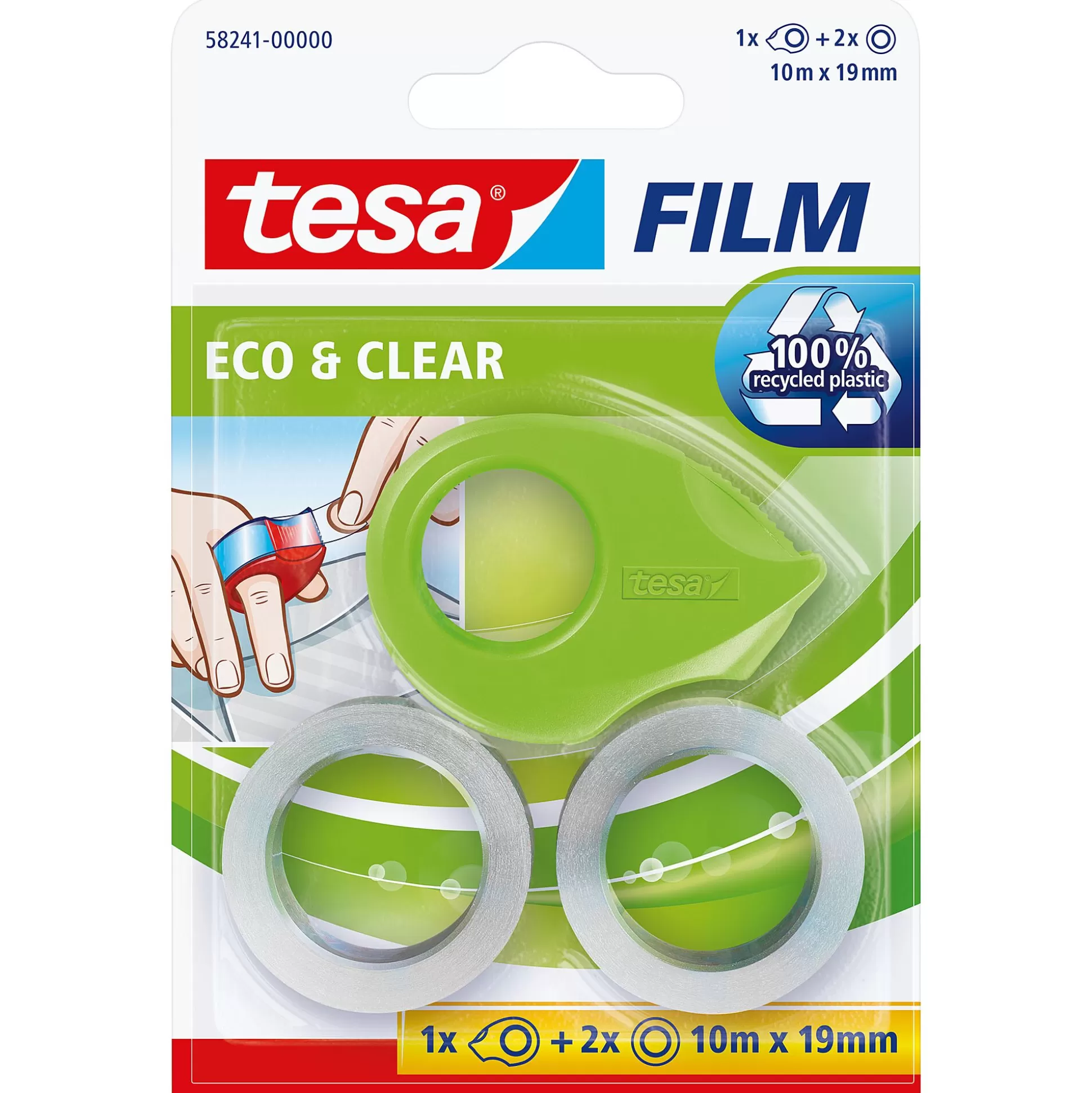 TESA Lijmen & Plakken-Mini Dispenser Ecologo + 2 Rollen Tape Eco & Clear 19Mm X 10M