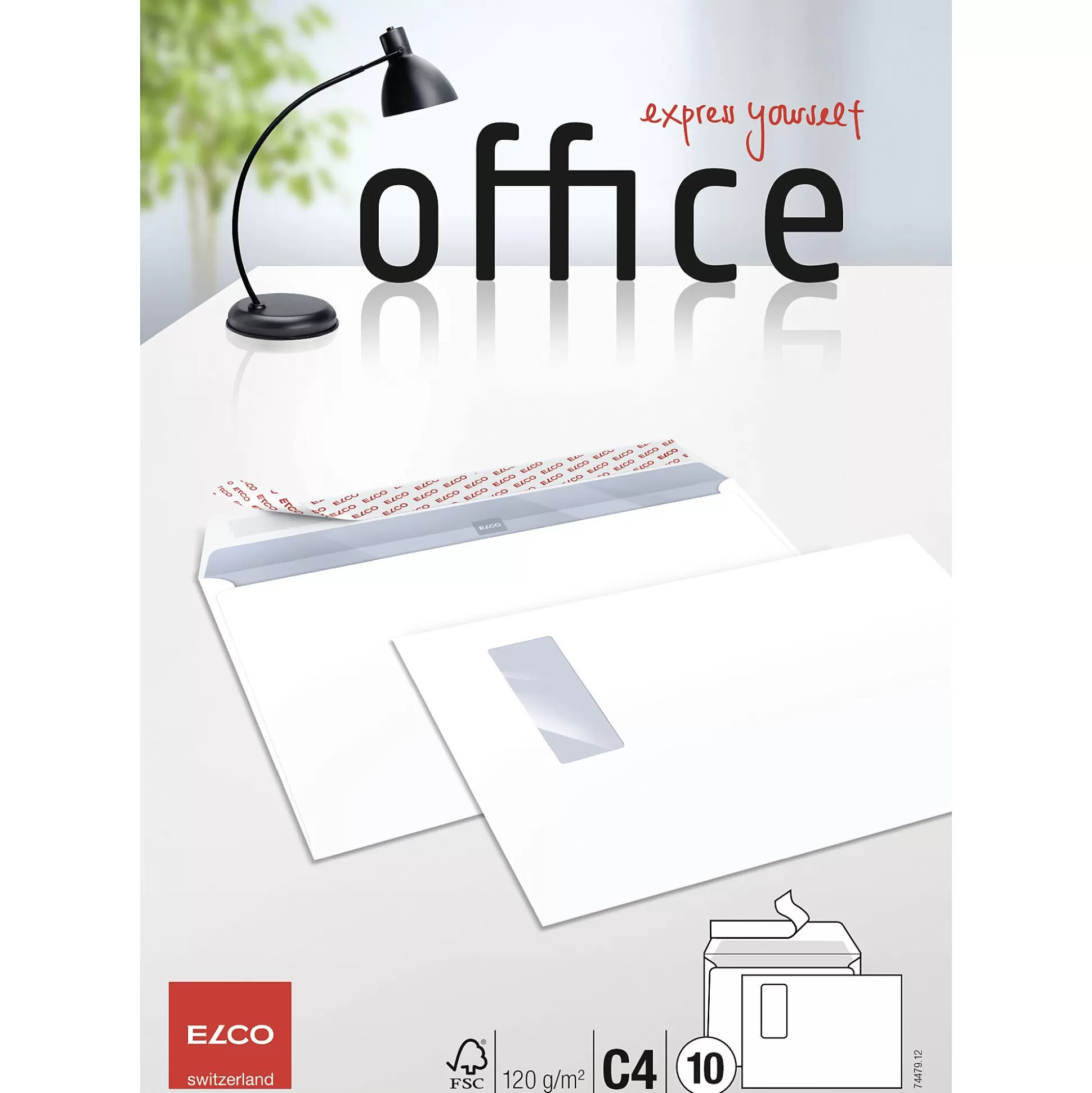 ELCO Enveloppen & Postzegels-Omslagen Office 324X229Mm Wit 120G/M C4 Zelfklevend Met Venster 10 Stuks