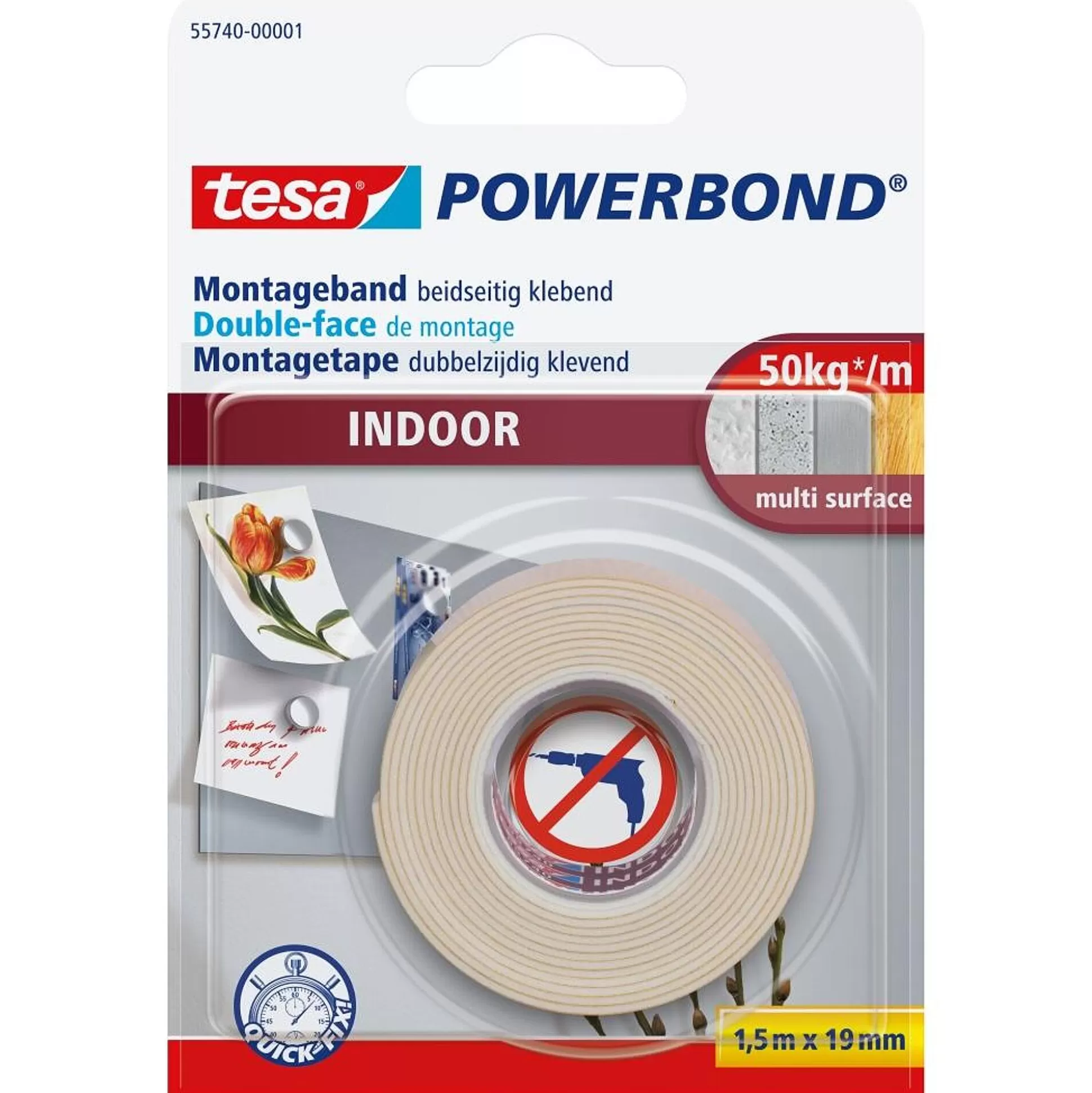 TESA Lijmen & Plakken-Powerbond Indoor Montagetape 1,9Cm X 1,5M