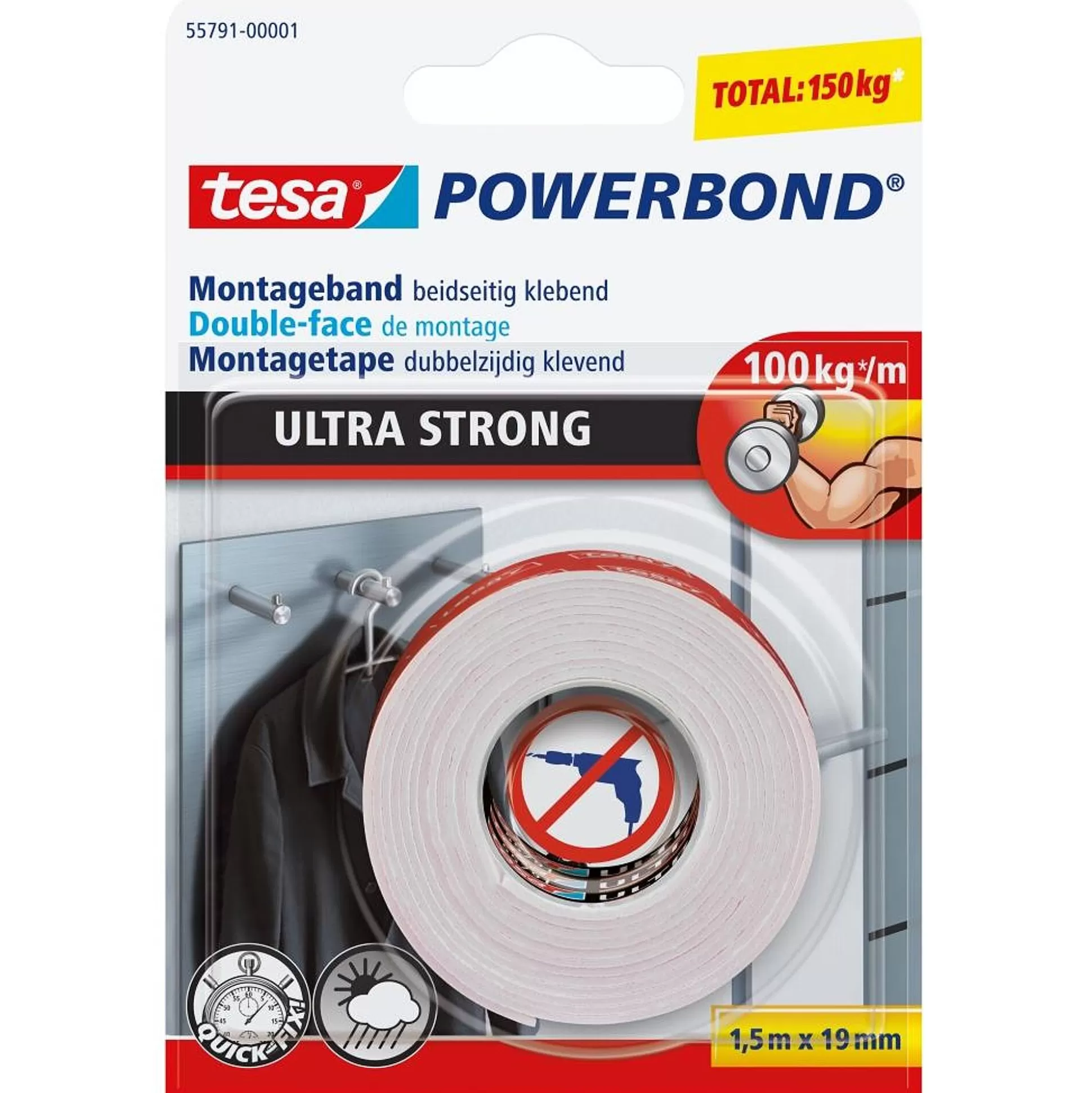 TESA Lijmen & Plakken-Powerbond Ultra Strong Montagetape 1,9Cm X 1,5M