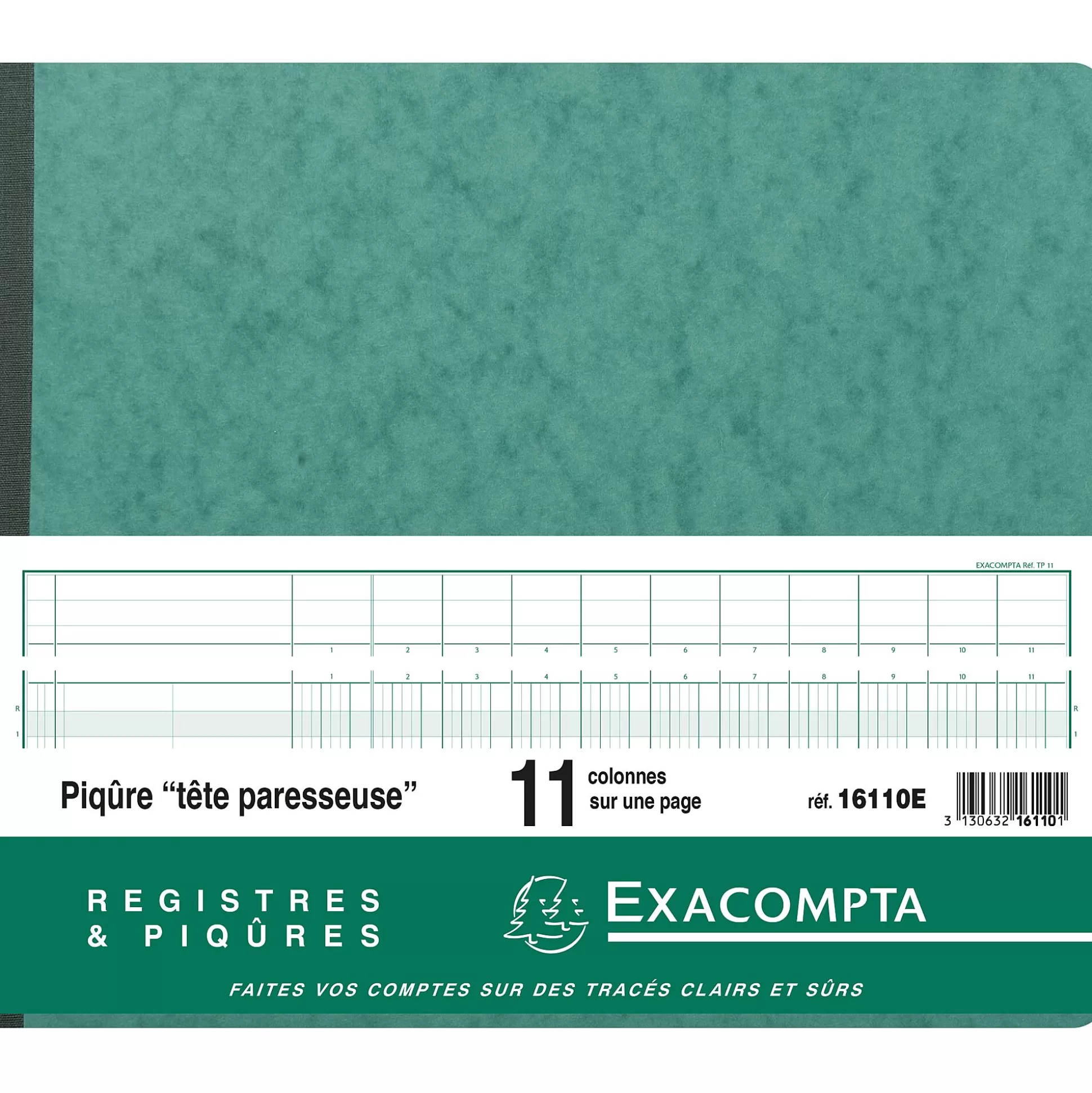 EXACOMPTA Speciaal Papier & Schrijfboeken-Register 11 Kolommen Per Pagina Met Uitgesneden Hoofding 28 Lijnen 80 Bladen 32X27Cm