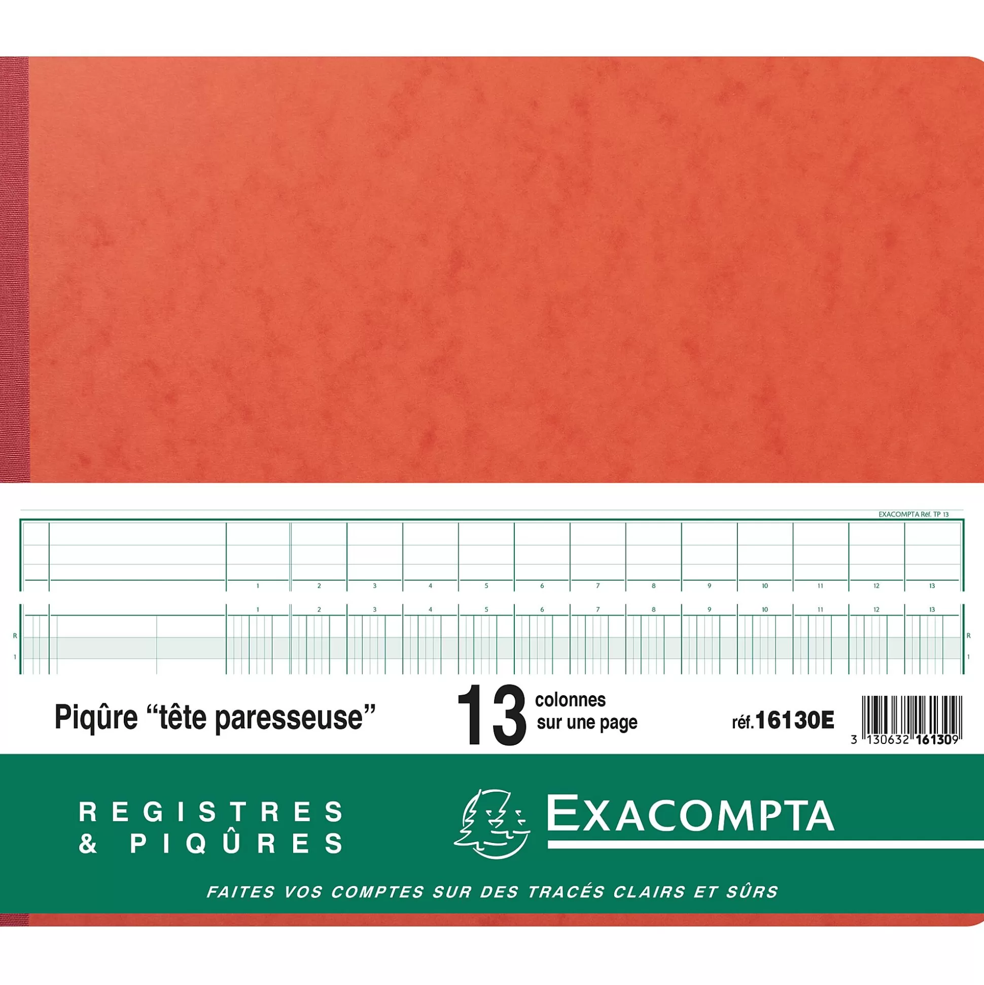 EXACOMPTA Speciaal Papier & Schrijfboeken-Register 13 Kolommen Per Pagina Met Uitgesneden Hoofding 31 Lijnen 80 Bladen 32X27Cm