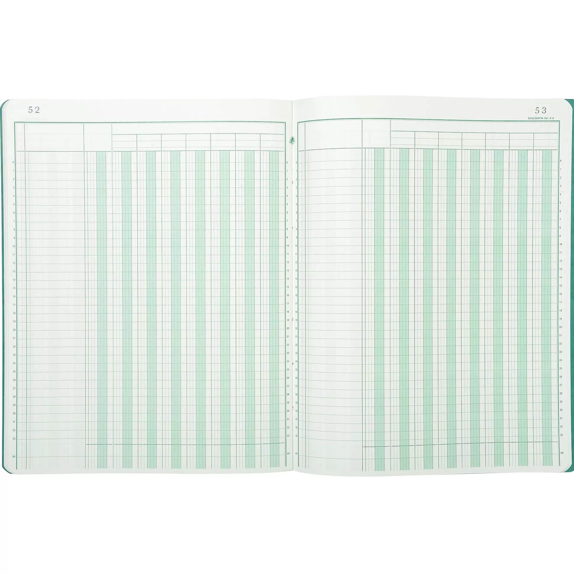EXACOMPTA Speciaal Papier & Schrijfboeken-Register 8 Kolommen Per Pagina 33 Lijnen 80 Bladen 32X25Cm