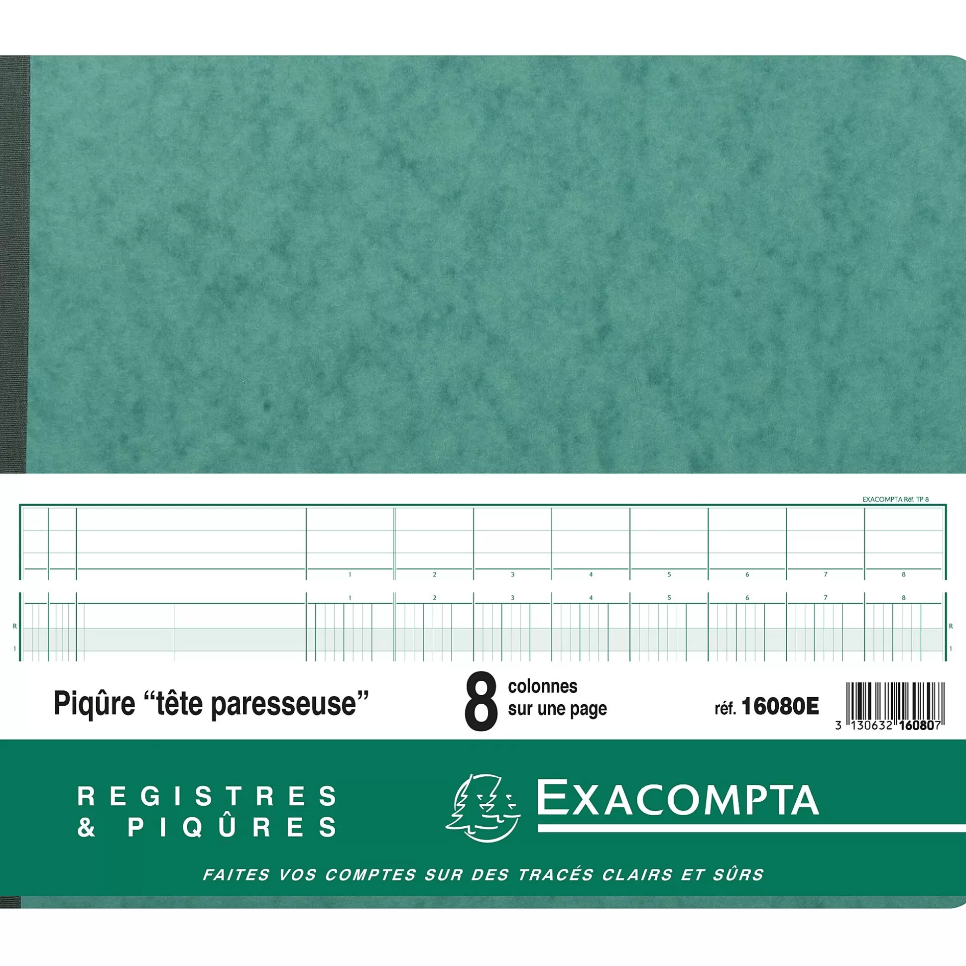 EXACOMPTA Speciaal Papier & Schrijfboeken-Register 8 Kolommen Per Pagina Met Uitgesneden Hoofding 28 Lijnen 80 Bladen 32X27Cm