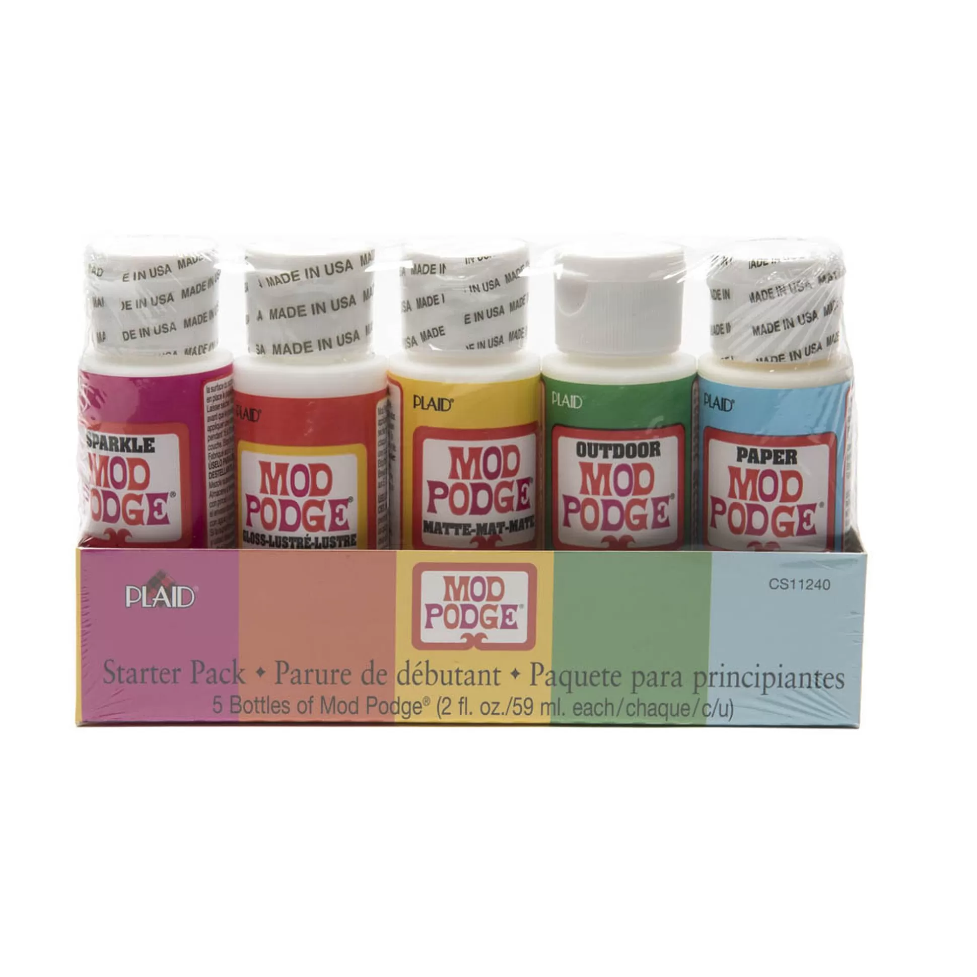 MOD PODGE Lijmen-Starter Set Gloss + Matte + Sparkle + Outdoor + Matte Paper 5X59Ml