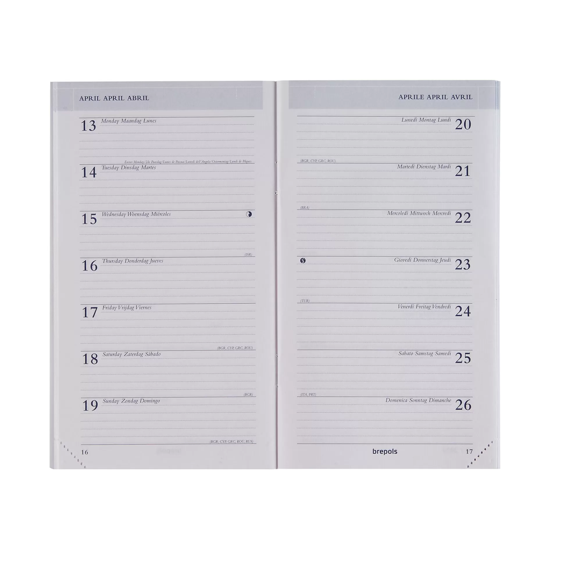 BREPOLS Agenda's-Vulling Agenda 9,2X16Cm 1 Week Per Pagina 6 Talen Breplan