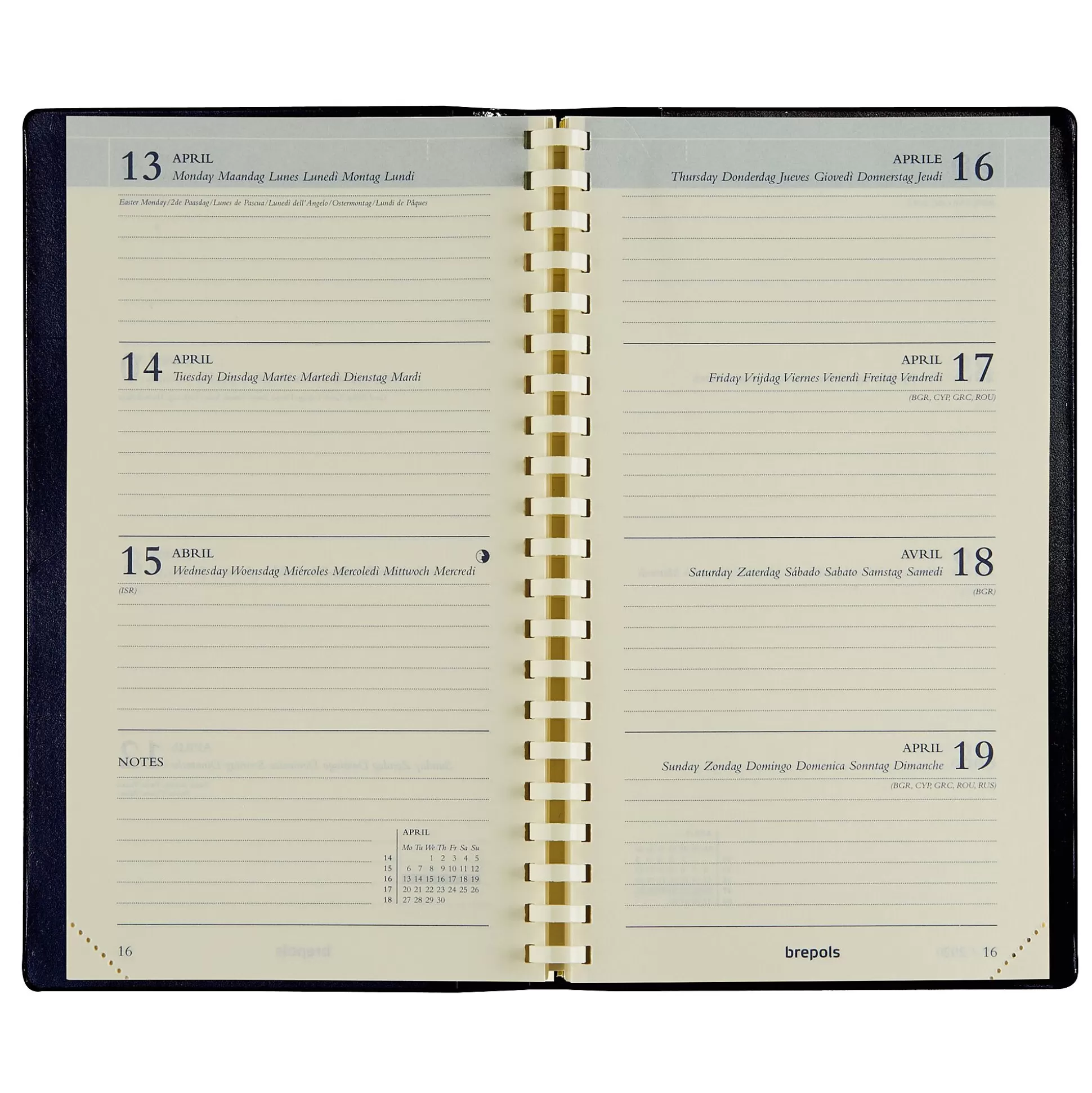 BREPOLS Agenda's-Vulling Agenda 9X16Cm 1 Week Op 2 Pagina's 6 Talen Interplan