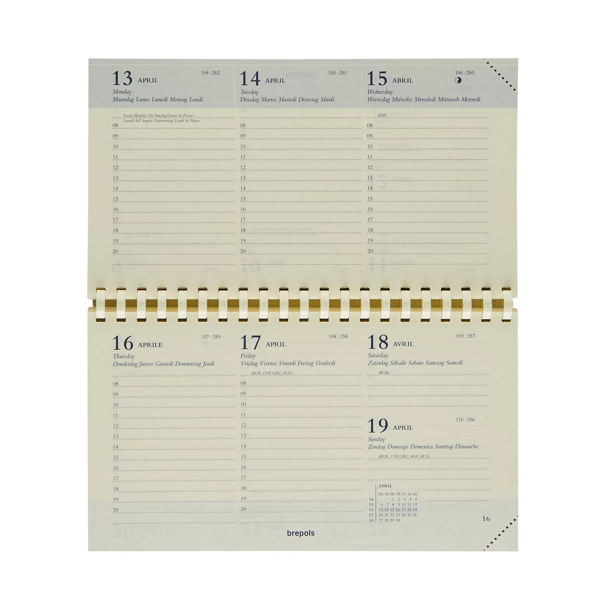 BREPOLS Agenda's-Vulling Agenda 9X16Cm 1 Week Op 2 Pagina's 6 Talen Omniplan