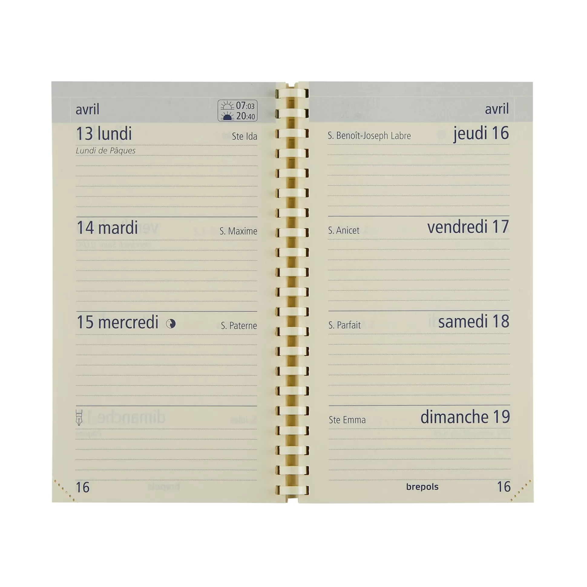 BREPOLS Agenda's-Vulling Agenda 9X16Cm 1 Week Op 2 Pagina's Fr Optivision