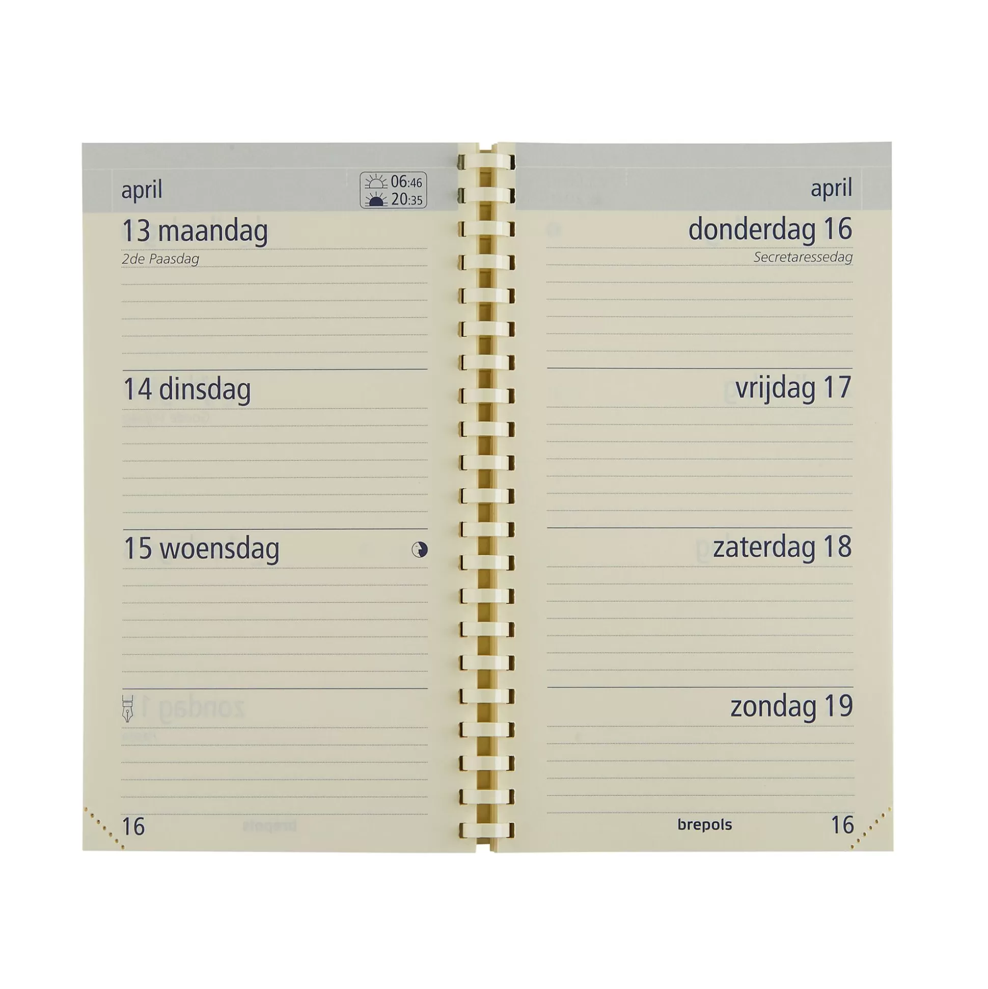 BREPOLS Agenda's-Vulling Agenda 9X16Cm 1 Week Op 2 Pagina's Nl Optivision