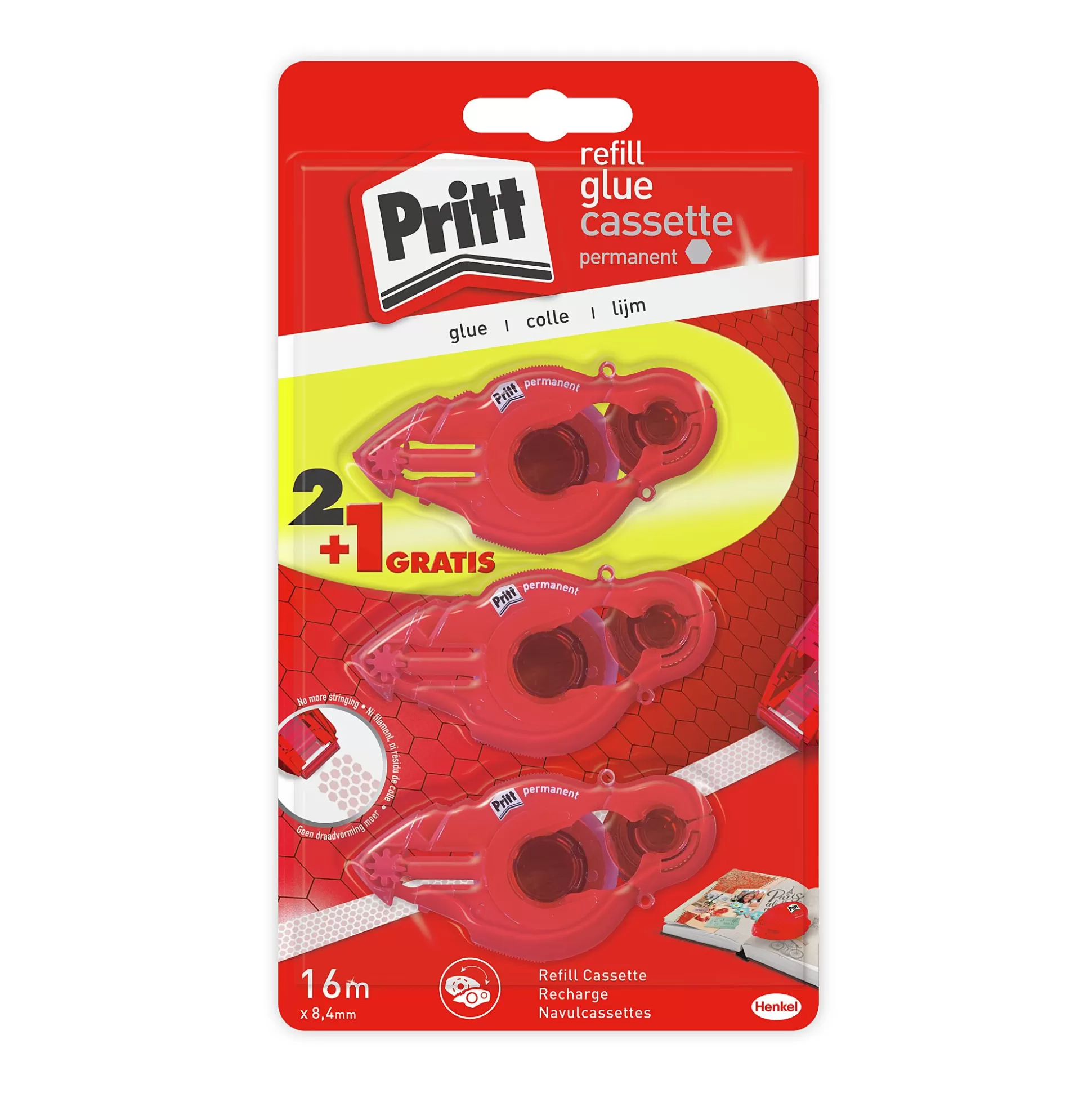 PRITT Lijmen-Vulling Voor Lijmroller Permanent 8,4 Mm X 16M 2+1 Gratis